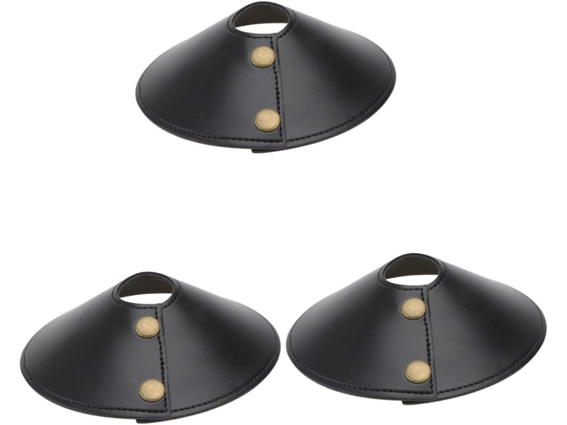 Protetor De Cúpula De Abajur Em Pu Preto, 3 Peças, Capa Decorativa Para Luminária Suspensa De Interior.