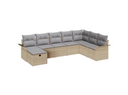 Conjunto 8 Assentos Exteriores Vidaxl Bege Vime Pe (297,5 X 187,5 X 85 Cm)