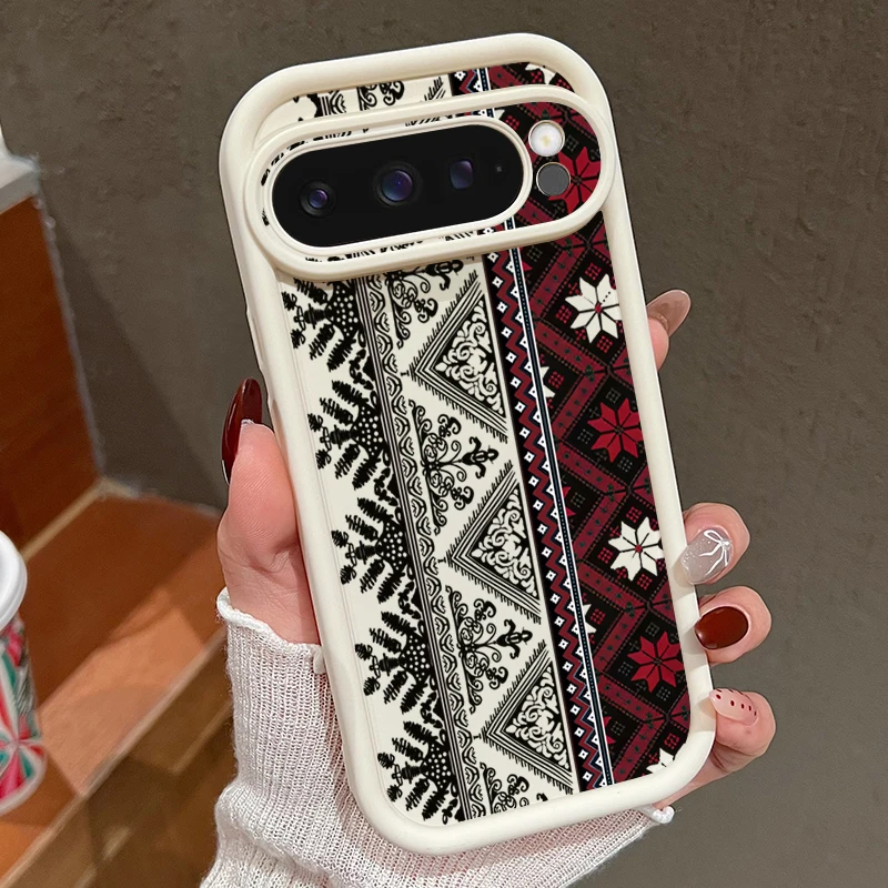 Capa Para Celular Google Pixel 8a Com Estampa Retrô (cor Off-white), Capa Macia De Tpu Resistente A Impactos.