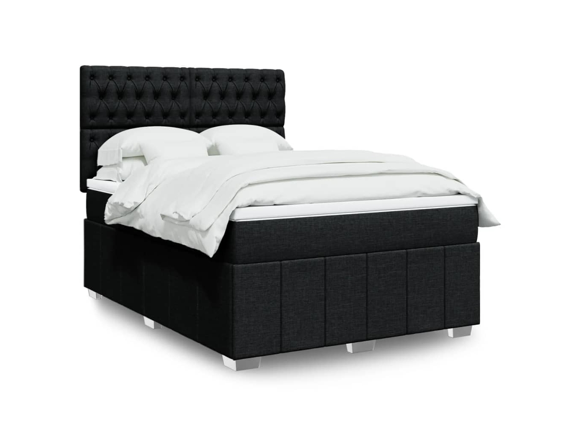 Vidaxl Cama Com Molas/colchão 160x200 Cm Tecido Preto