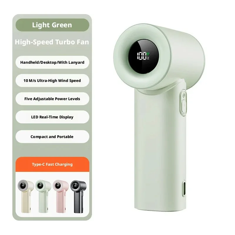 (verde) Mini Ventilador Portátil De Alta Velocidade, Carregamento Rápido Usb, Ventilador Silencioso