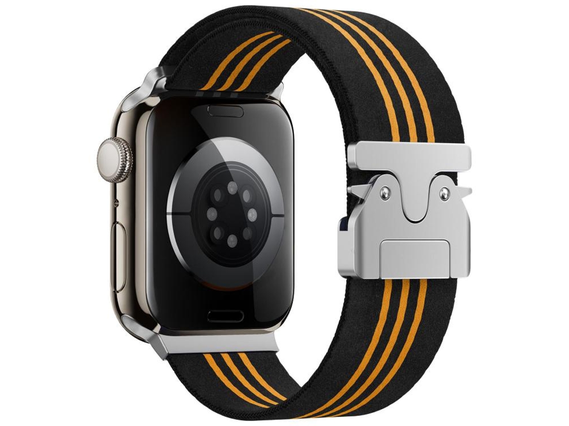 Pulseira de relógio CSYY com fivela de paracord e listras pretas e amarelas (compatível com Apple Watch de 41 mm)
