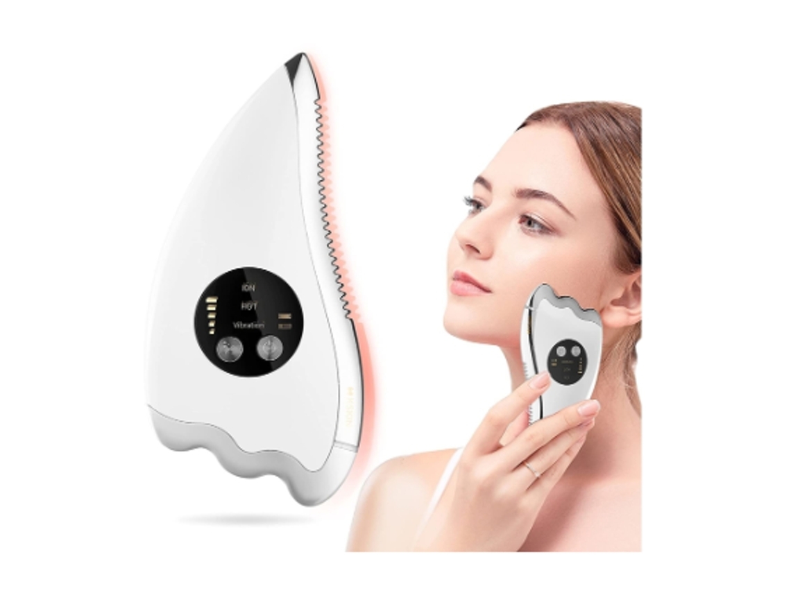 Massajador Facial Elétrico Gua Sha Ferramenta Aquecida Guasha Dispositivo De Quente Para Anti Envelhecimentocom White Yunzii