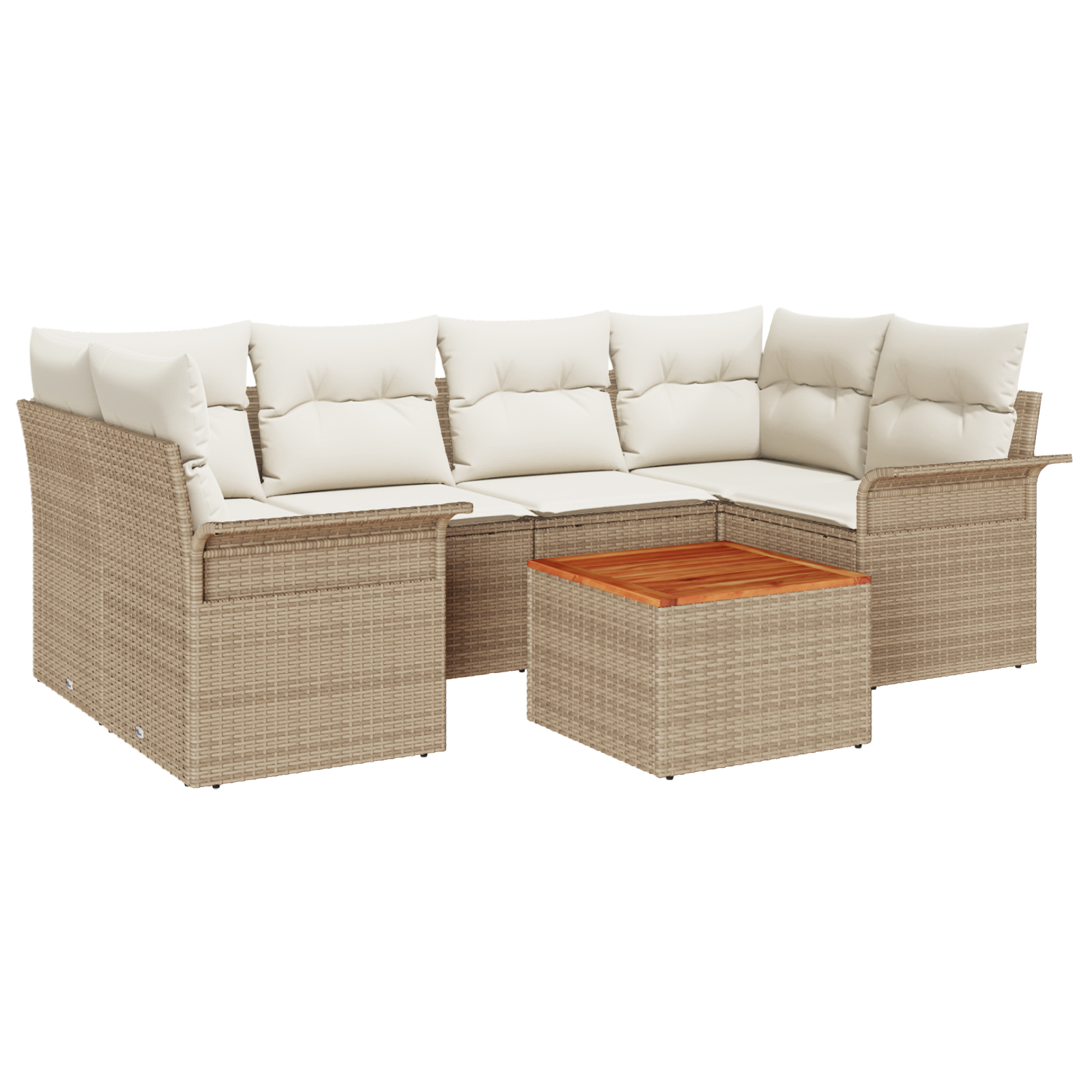 Conjunto 7 Conjunto De Sofá De Jardim Vidaxl Bege Vime Pe (234 X 132,5 X 69 Cm)
