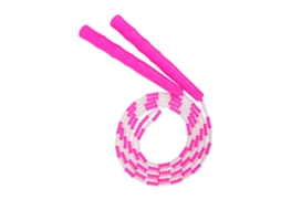 Corda de Pular de Bambu Infantil Rosa e Branco