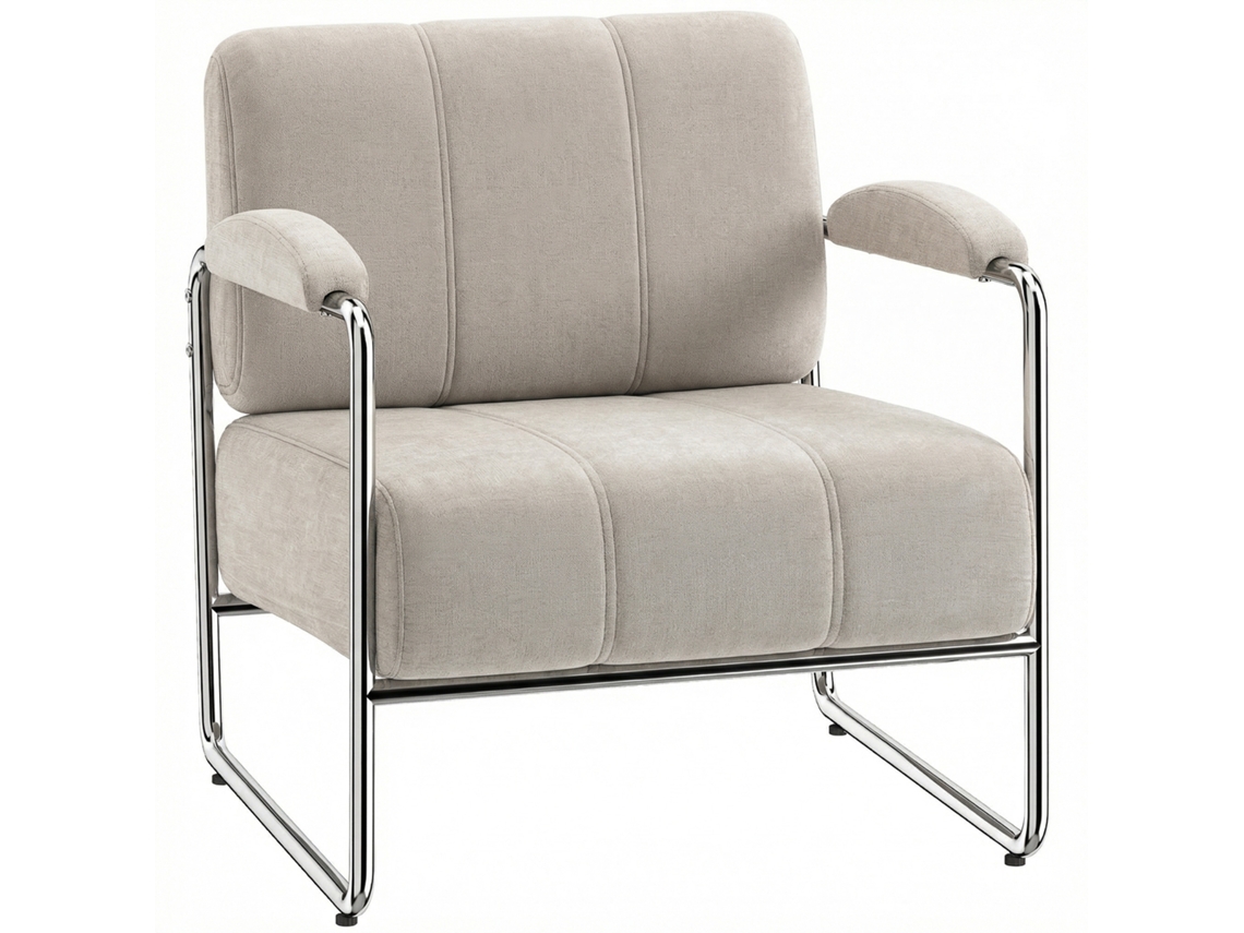 Poltronas e Cadeiras em Tecido Chenille Bege para Sala de Estar e Quarto SINI TECH STORE