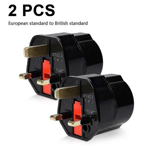 Adaptadores De Viagem Para O Reino Unido, Adaptador De Viagem Padrão Europeu Para Britânico, Tomadas De Viagem Pretas E Vermelhas