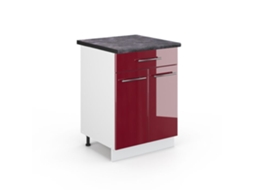 Móvel de cozinha Vicco Fame-Line, vermelho Borgonha alto brilho, 60 cm com gaveta, PA Antracite