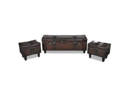 Vidaxl Conjunto Bancos De Arrumação 3 Pcs Castanho
