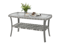 Mesa de Jardim Vime Retangular com tampo de Vidro Temperado, 90x50x45 cm MARCA