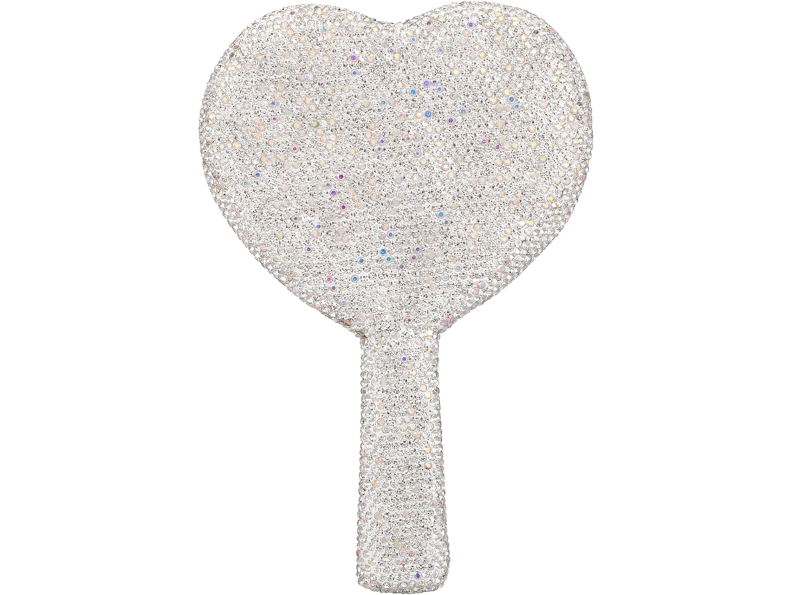 Espelho De Bolso Em Formato De Coração Com Strass, Espelho Cosmético De Um Lado Para Viagens E