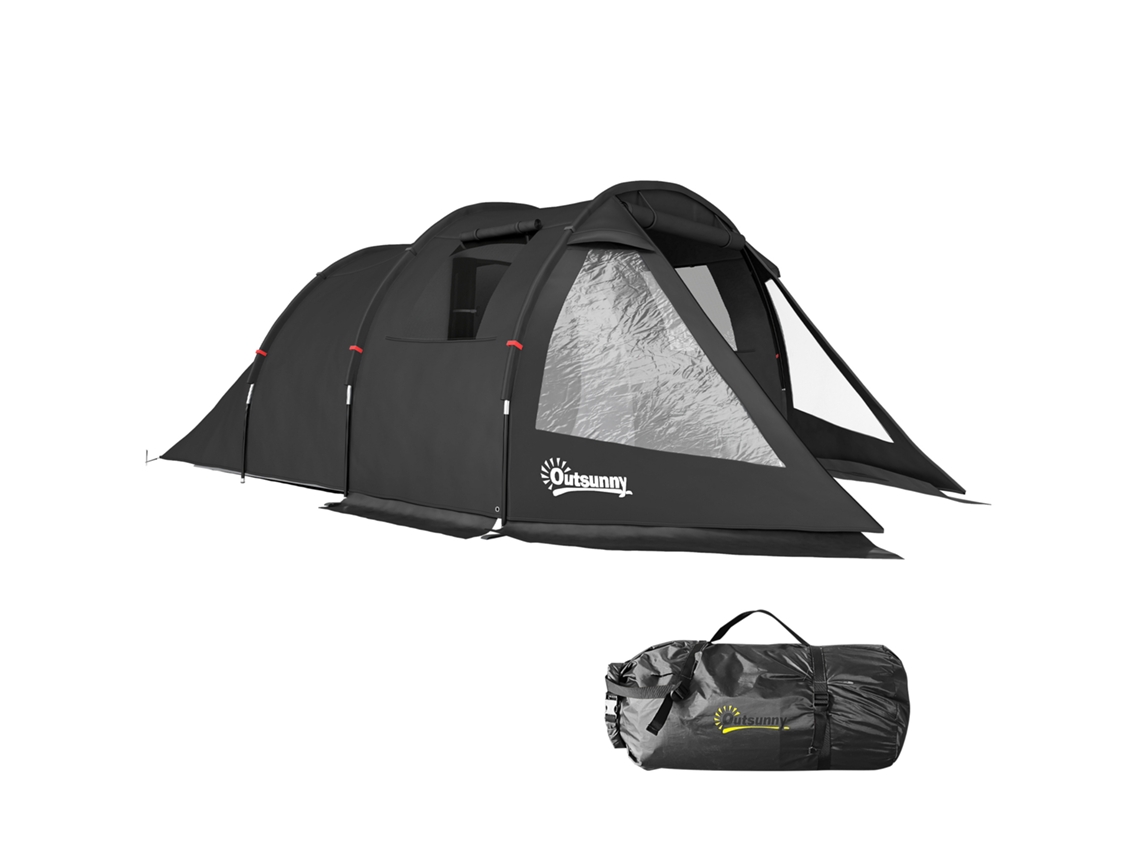 Barraca de Camping, Tenda de Trekking, Barraca. Resistente Ao Clima. 2 Quartos. de Largura X 172. 475 X 264 Cm Preto