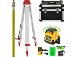 Conjunto Profissional De Nível Laser Rotativo 360° Com Tripé Ajustável E Régua Telescópica Tekmaquinas