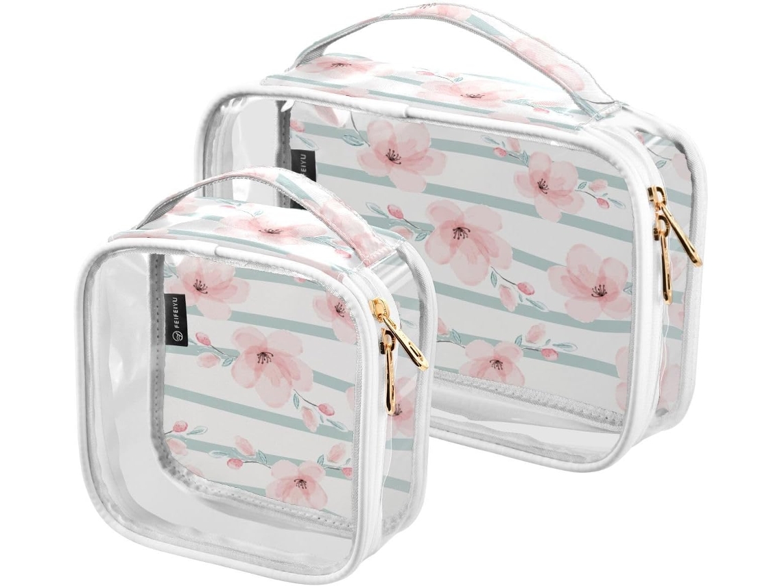 Conjunto Kutsu com Nécessaires em Formato de Flor Cerejeira Resistente Zíper Organizador Viagens Carro | S/MARCA