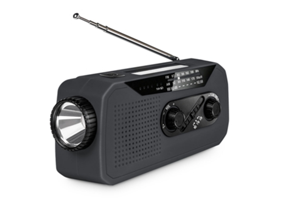 Gerador De Emergência Multifuncional De 2000mah Com Rádio Solar, Manivela E Lanterna Cuich Brilvibera (preto)