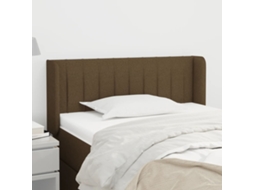 Vidaxl Cabeceira De Cama C/ Abas Tecido 103x16x78/88cm Castanho-escuro
