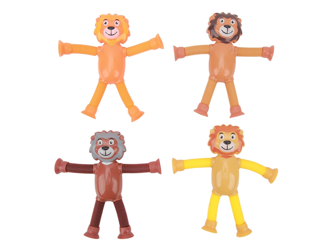 4pcs Brinquedo De Vácuo Telescópico Com Luz Animal Fofo Educativo Para Aliviar Estresse E Sensorial Para Crianças E Adultos Leão