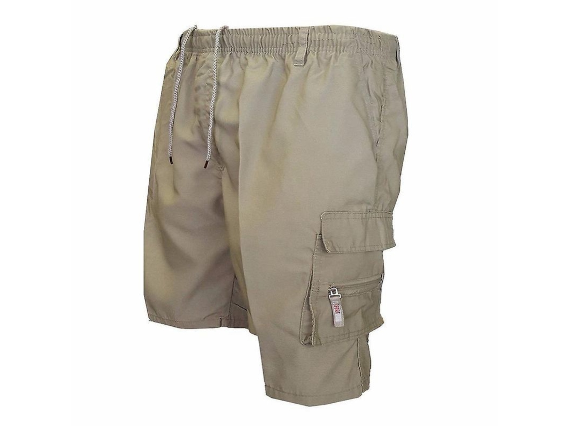 Calções Cargo Masculinos Verão Com Cordão Elástico E Múltiplos Bolsos Meia-calça Tamanhos S A 3xl Khaki