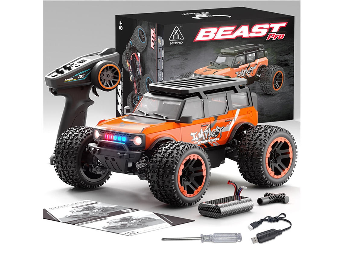 Versão com Motor Escovado Laranja Zll Sg201 Pro/max Rtr 1/20 2.4g 4wd 40/55km/h Escovado Off road Led Eixo Metal Brinquedo MDUG