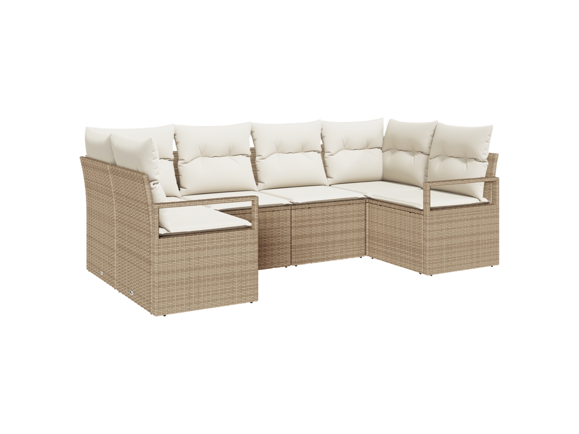 Conjunto 6 Móveis De Jardim Vidaxl Bege Vime Pe (234 X 122 X 85 Cm)