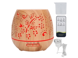 Humidificador Difusor De Aromas De 400ml Com Textura De Madeira E Controle Remoto