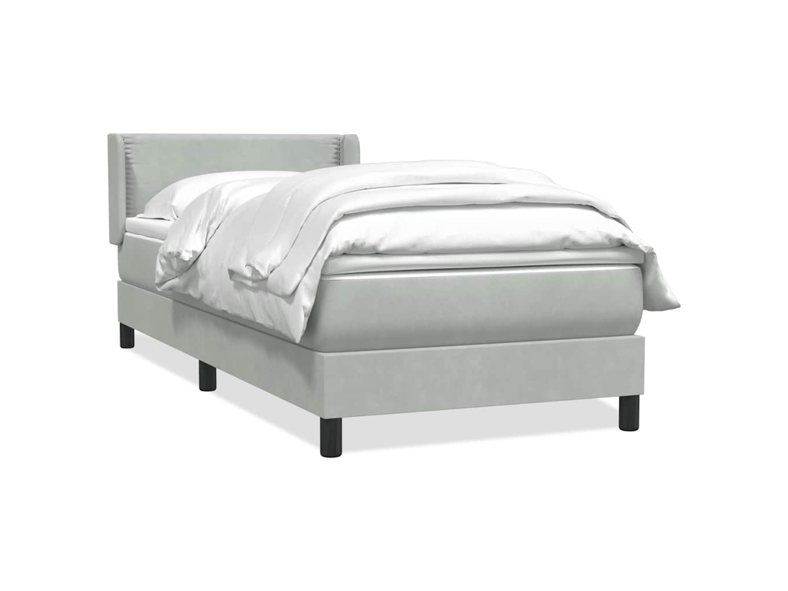 Cama com Molas/Colchão Veludo Cinzento Claro MAISON EXCLUSIVE (80x210 cm)