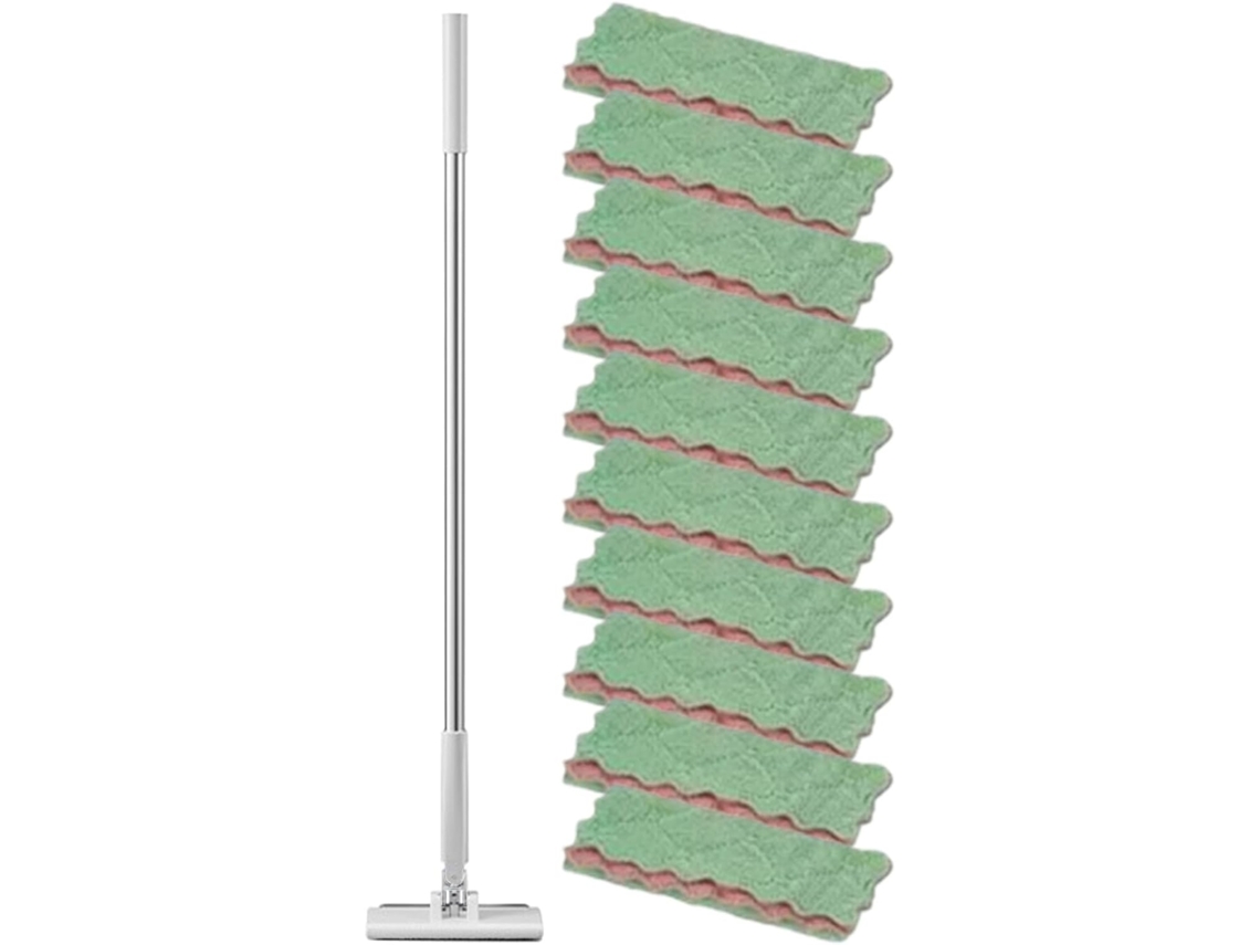 Esfregão De Pó Flexível Com Cabeça Plana E 10 Panos