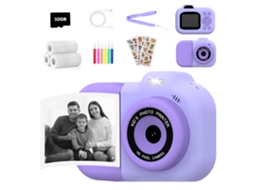 Câmara Instantânea, Câmera De Impressão Térmica, Tela Ips De 2,4 Polegadas, Vídeo 1080p (roxo - 32 Gb) Cuich