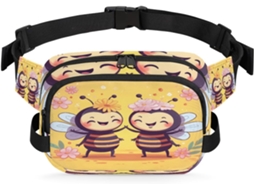 Pochete Divertida com Estampa de Flor e Abelha para Mulheres 22 8 X 6 3 X 15 5 Cm Design Diy Pa Impermeável de