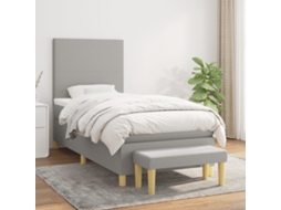 Cama Com Molas/colchão 80x200 Cm Tecido Cinza-claro