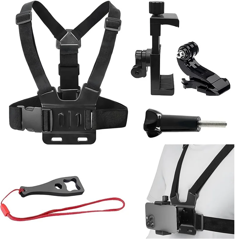 Suporte De Peito Yuysan Para Camara De Acao E Telemovel Com Ajuste De Angulo E Chave (nylon, Horizontal E Vertical)