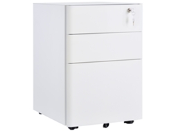 Carrinho de Arquivo Móvel LYYTUNG com 3 Gavetas em Aço Branco (39x48x59 cm)