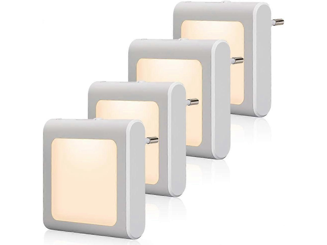 Rebe lâmpada Noturna com Sensor Crepuscular, 4 Unidades, Brilho Ajustável, Iluminação Quente Ideal para Quartos Infantis, Escadas e Cozinha