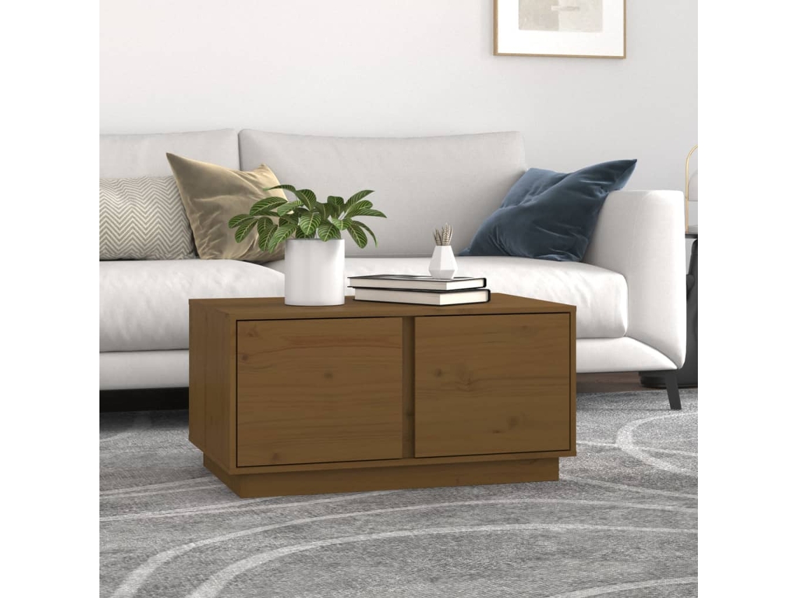 Vidaxl Mesa De Centro 80x50x40 Cm Madeira De Pinho Maciça Castanho-mel