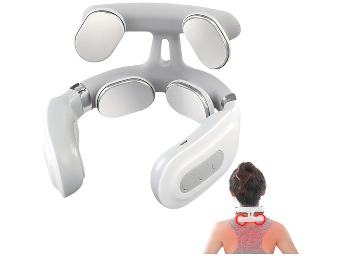 Massageador De Pescoço Para Alívio Da Dor - Elétrico Portátil Com 4 Cabeças Massagem, 6 Modos, 16 Níveis Intensidade E Terapia Calor, Recarregável