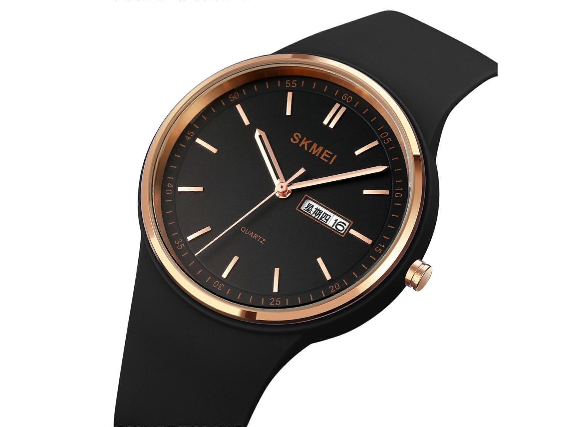 Relógio Feminino Skmei 1747 Com Mostrador Simples Em Escala De Barras, Pulseira De Silicone E Mecanismo De Quartzo.