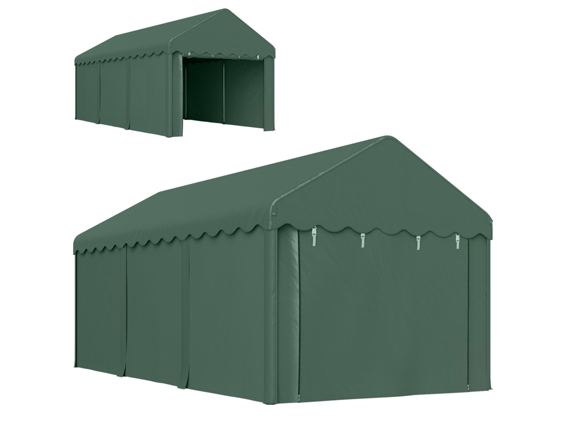 Tenda Garagem 6x3m Portátil, Anti UV, com Paredes Laterais e 2 Portas Corrediças