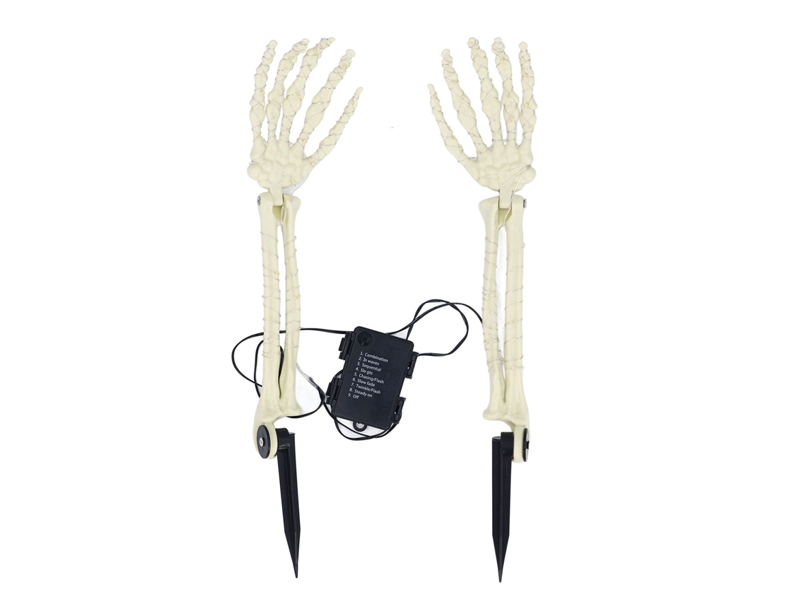 Mali garra de Esqueleto com Estaca Led Mão Fantasma Decorativa de Horror para Interior e Exterior
