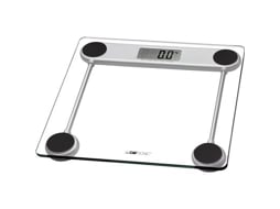 BALANÇA DIGITAL VIDRO CLATRONIC PW 3368, escala de medição de 2.5-150 kg em intervalos de 100g, unidade de medição convertível: kg, lb, st. Pés anti-derrapantes