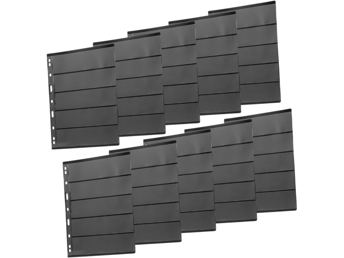 Uonlytech Álbum De Coleção De Timbres À Feuilles Mobiles Pet Noir 10pcs 9 Trous Double Face 5 Lignes Para