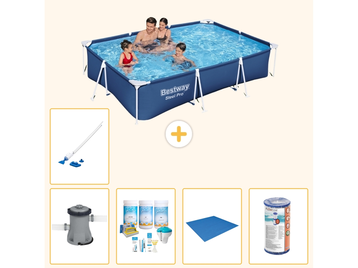 Bestway Piscina Bestway Steel Pro Retangular - 300x201x66 Cm - 6-peças S22089