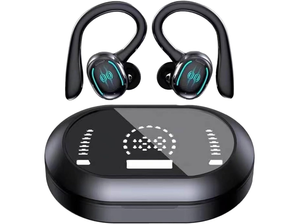 Mini Fones De Ouvido True Wireless Versão 5 3 Estéreo Sem Fio On Ear Para Corrida, Com Visor Digital Preto, Tamanho