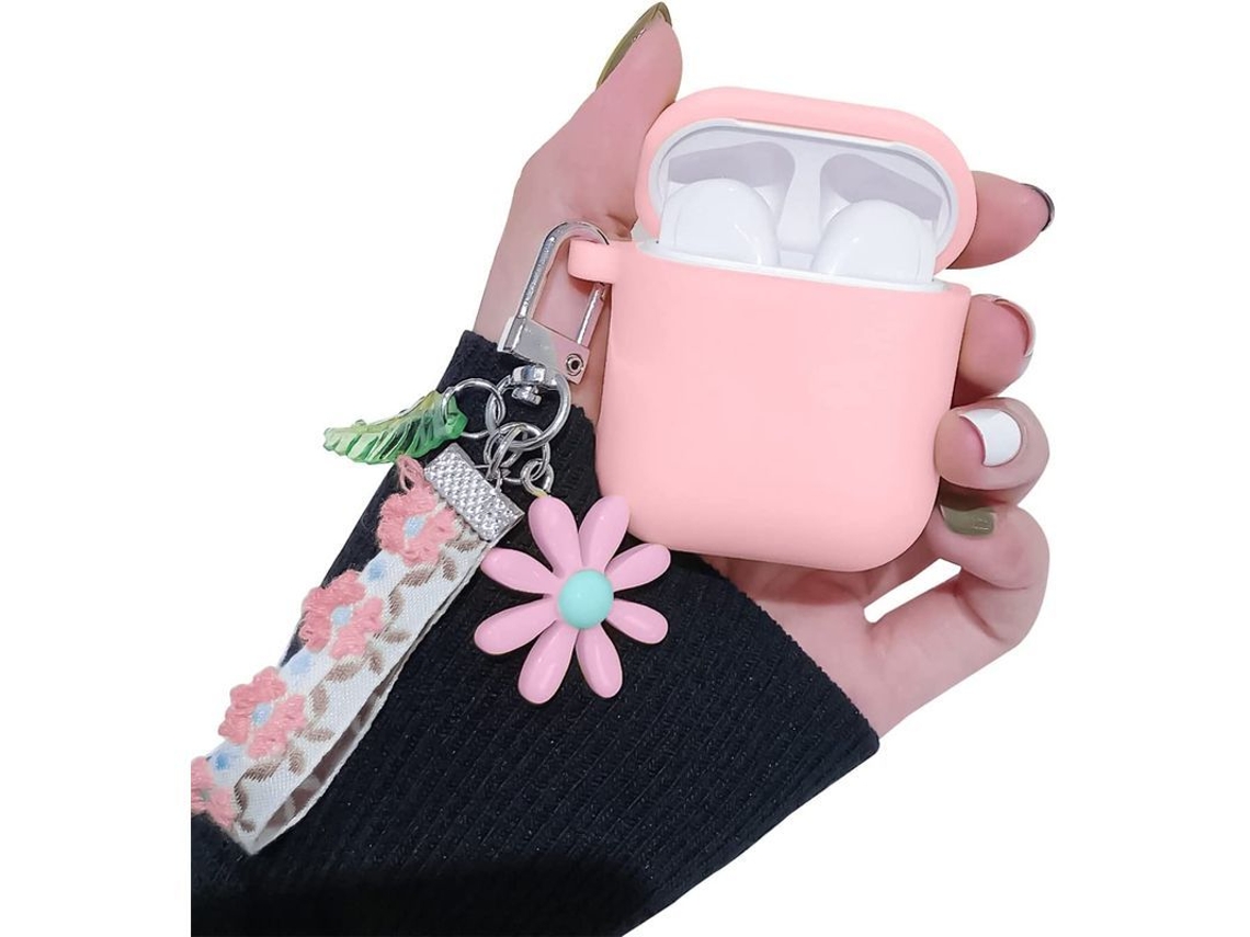 2026 capa de Silicone Macia com Porta chaves para Airpods 1 e 2 Amarela
