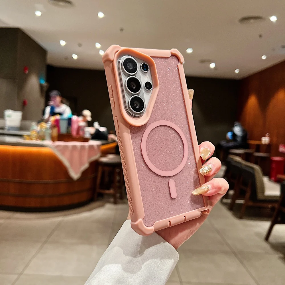 Capa Transparente Magnética Para Celular (galaxy S22 Ultra Rosa), Com Proteção Contra Impactos E Airbags.