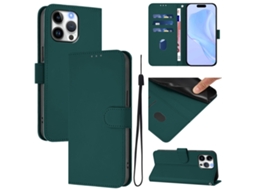 Capa De Couro Sintético Para Iphone 16 Pro Max - Toque Suave - Cor Sólida - Com Cordão