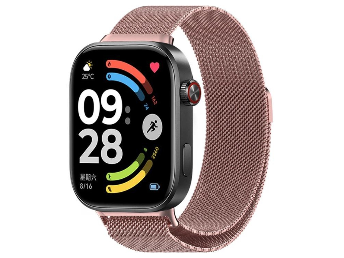 Bracelete para Xiaomi Band 9 Pro / 8 Pro Milan Magnética Malha de Aço Rosa XIAOMOYU