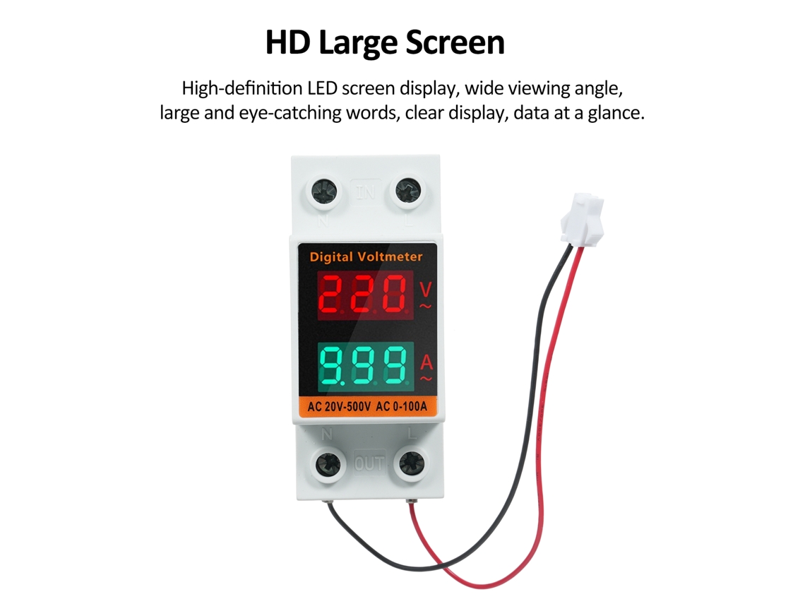 Medidor De Energia Monofásico Digital Com Transformador Din Rail Multimetro Voltmeter Amperimetro