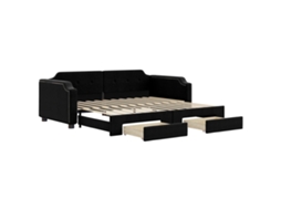 Daybed With Trundle, Daybeds With Trundles Vidaxl Preto Tecido (80 X 200 Cm)