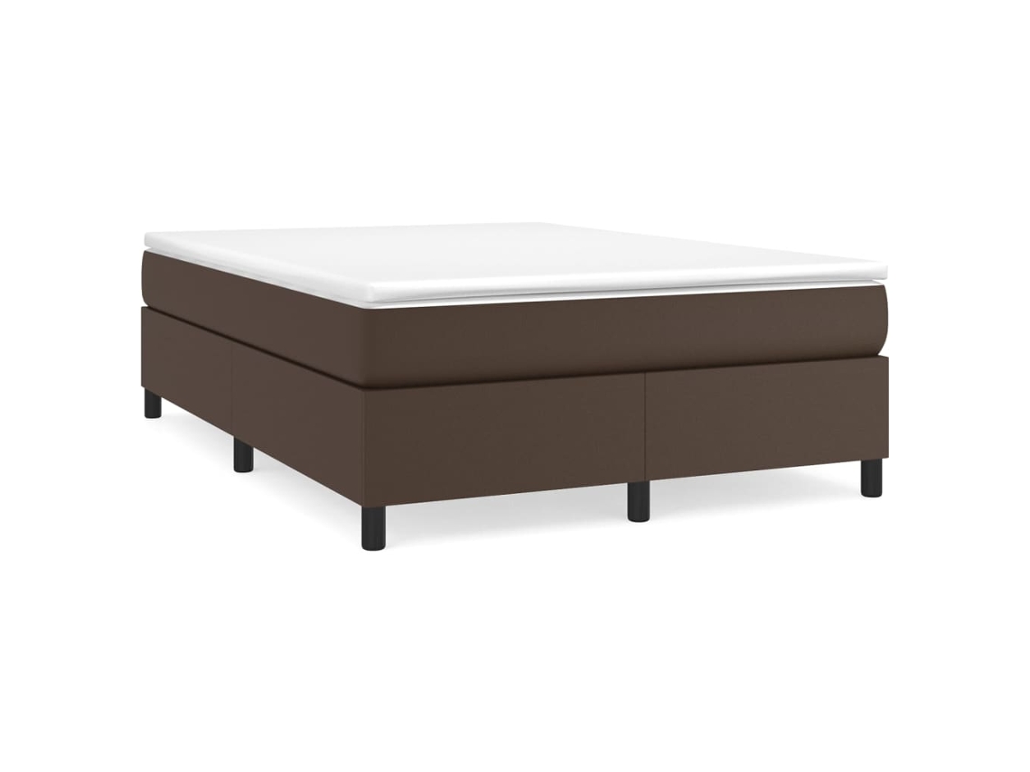Box Spring Bed Frame, Box Spring Bed Frames Vidaxl Marrom Couro Artificial (140 X 190 Cm)