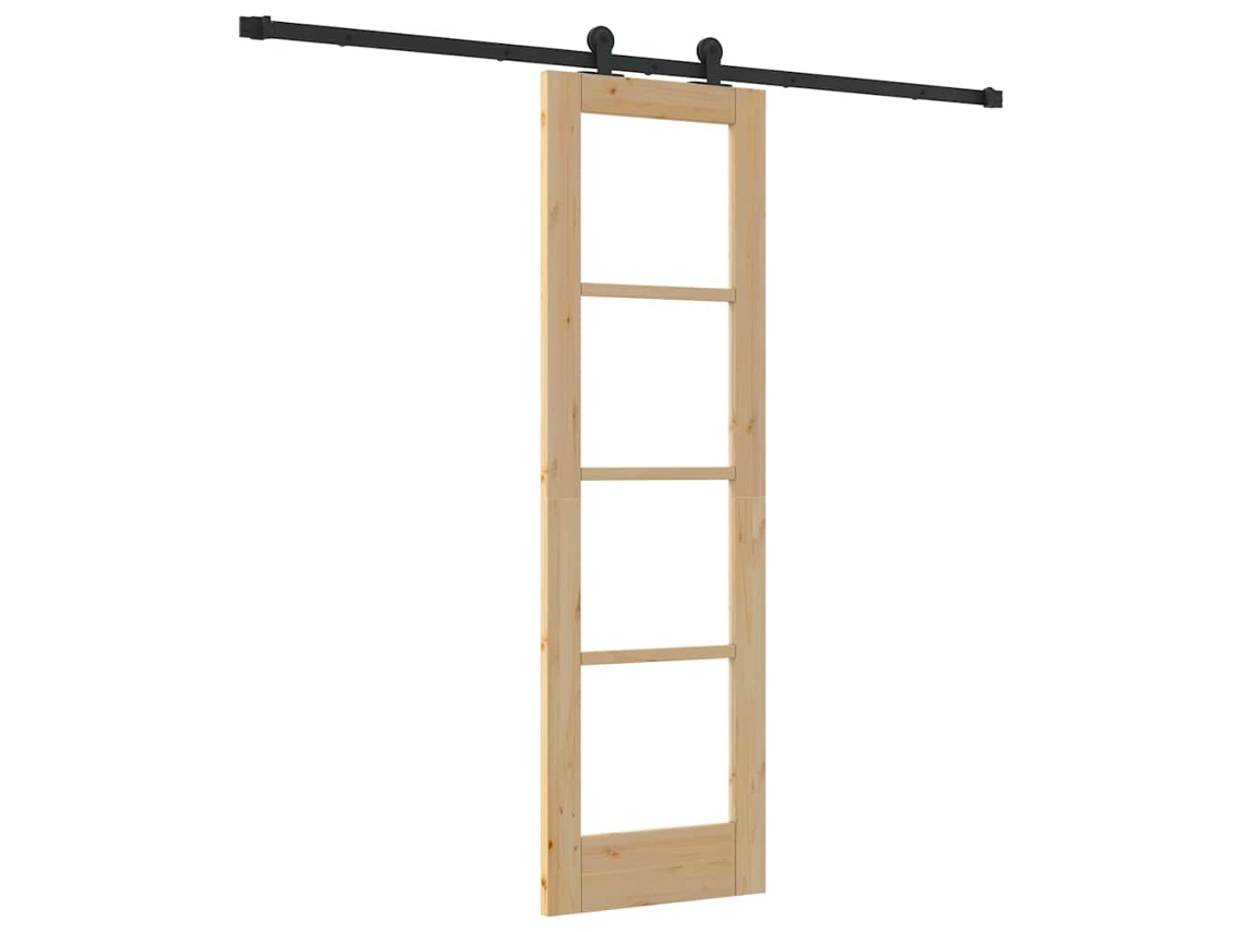 Conjunto 1 Porta Deslizante Vidaxl Castanho Madeira De Pinho Maciça (61 X 198,5 Cm)
